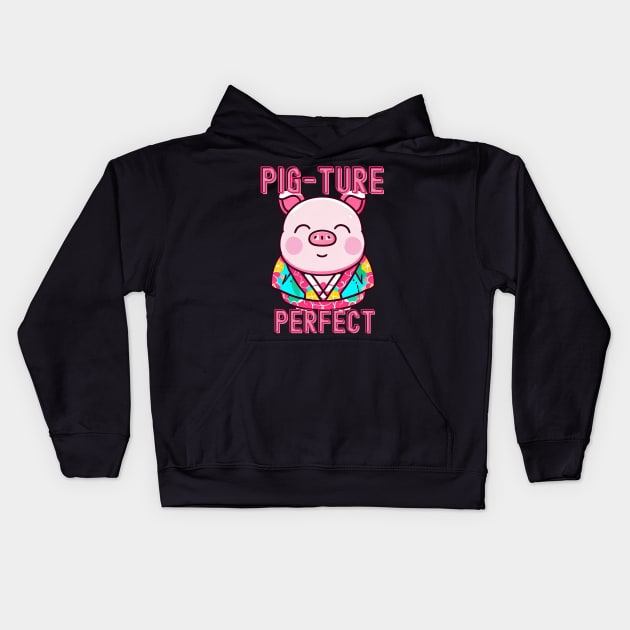 pig-ture perfect Kids Hoodie by Japanese Fever